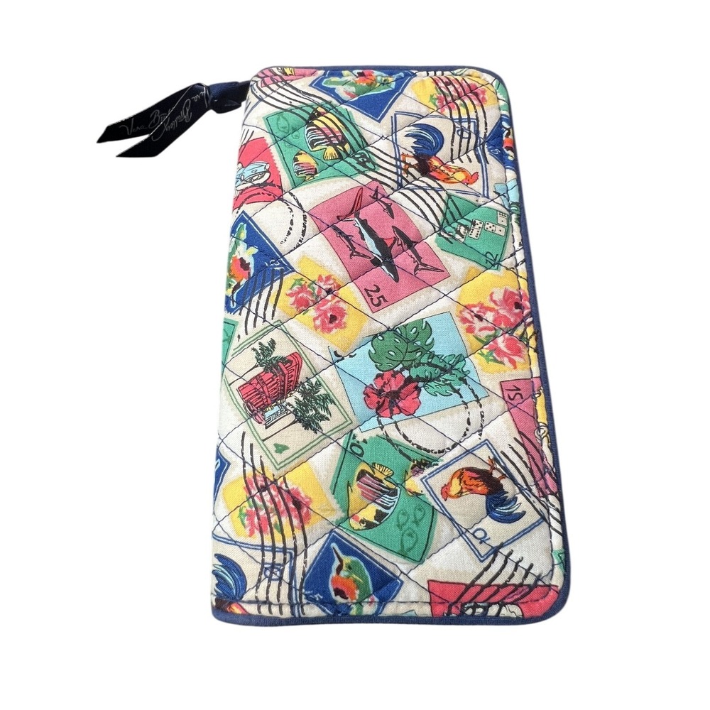 Vera Bradley Quilted Wallet Clutch Tropical Postage Stamp‎ Zip Around Organizer